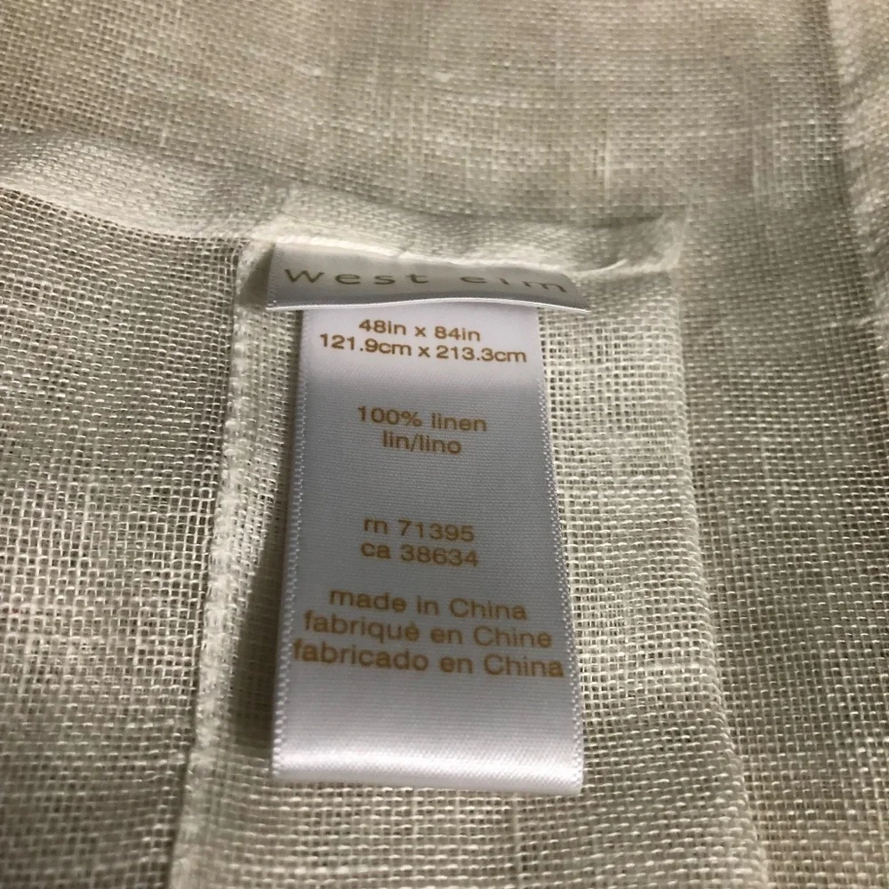West Elm 48 x 84 set of 2 sheer European flax linen curtain panels Alabaster - Picture 5 of 5